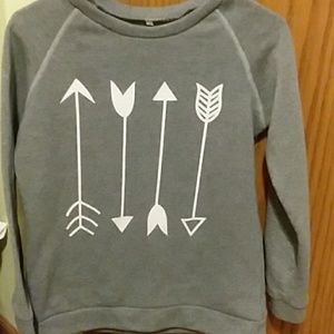 Gray sweater with white arrows